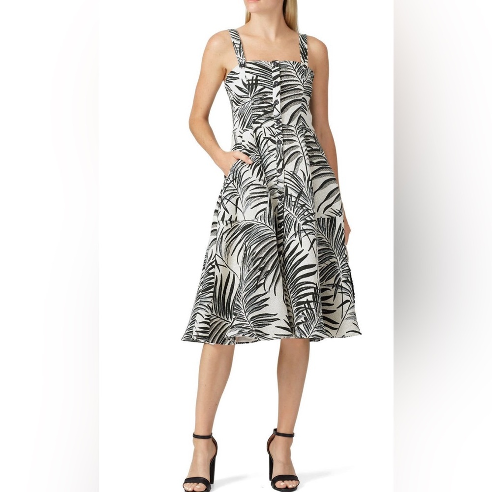 Elegant Black and White Leaf Print Skirt